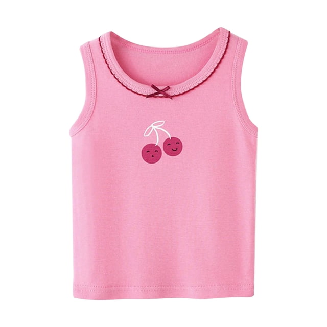 MIASHUI Débardeurs Graphiques Sans Manches pour Tout-Petites Filles, Camisoles pour Enfants Filles, Rose Vif, 8-9 Ans