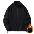 thumbnail image 4 of KIHOUT Sweatshirts Men's Fashion Fallow Half Zipper Solid Color Long Sleeve Carry Pockets High Collar Jacket BK/L5, 4 of 8