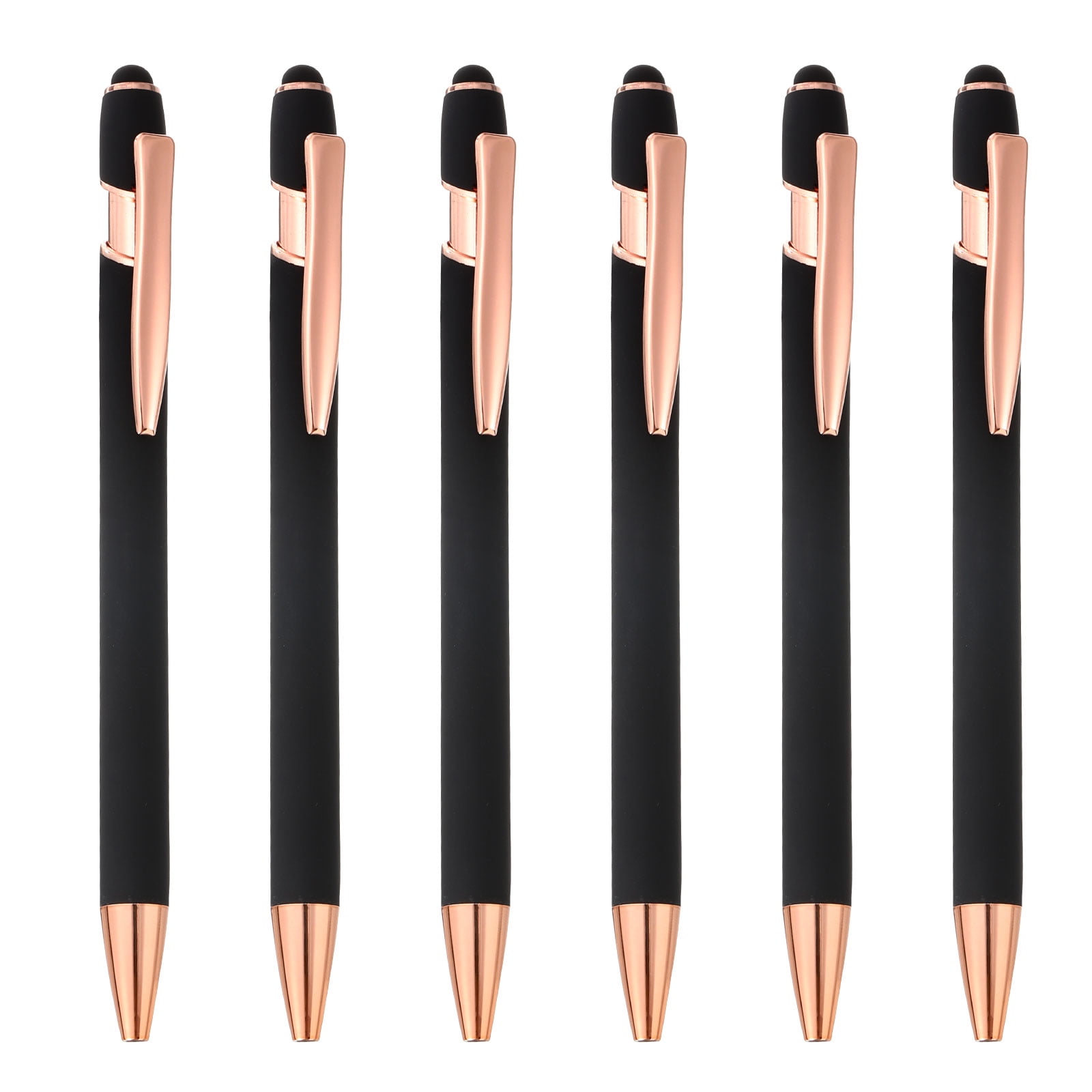 Unique Bargains Ballpoint Pen with Stylus Tip Metal Pen Black Ink 1.0mm Medium Point Stylus Pen Style 2, Black 6 Pack