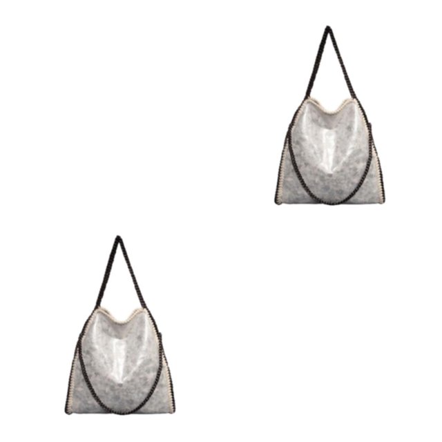 kurtrusly 1/2/3 Wide Application Convenient And Practical Chain Handbag For Women - Foldable Shoulder Bag Fashion PU Chain Shoulder Bag silvery 2PCS