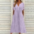thumbnail image 1 of Babysbule Liquidation Robes d'Été pour Femmes, Mode Femmes Décontractée Ample Imprimé Papillon Col en V Manches Mi-Longues Boutons Poches Robe Longue, 1 of 6