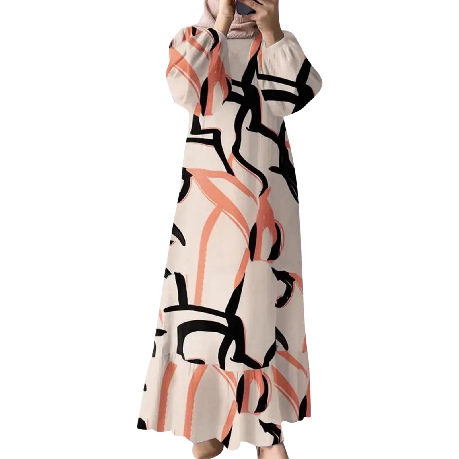 Kcodviy Abaya pour Femmes à Manches Longues Hijabs pour Femmes Robe Musulmane Vêtements de Prière pour Femmes pour Prier Caftan Décontracté