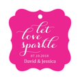 thumbnail image 1 of Darling Souvenir Custom Let Love Sparkle Wedding Hang Tags Personalized Fancy Frame Paper Tags -Magenta-100 Tags, 1 of 1