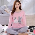 thumbnail image 1 of Ensemble de Pyjama pour Femmes à Manches Longues Imprimé Dessin Animé, Trois Pièces, Imprimé Chat, Col Rond, Pyjama + Pantalon de Sommeil, Pyjama Chat, Pantalon de Pyjama, Pantalon de Sommeil, Vêtements de Maison, Vêtements pour Femmes, Ensembles de Pyjama, 1 of 4