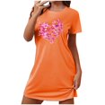 thumbnail image 1 of Mrat Robe de Nuit pour Femmes, Chemise de Nuit Courte Surdimensionnée pour Femmes, Mode, Imprimé sur la Poitrine, Manches Courtes, Robe de Nuit P-87 Orange TG, 1 of 7