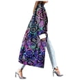 thumbnail image 2 of Femmes Couleur Bloc Imprimé Trench-Coat Double Face Veste en Laine, 2 of 3