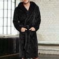 thumbnail image 2 of WZXFASHION Men's Winter Lengthened Coralline Plush Shawl Bathrobe Long Sleeved Robe Coat Intimates Black XXXXXL, 2 of 8