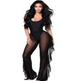 thumbnail image 1 of Women Beach Mesh Ruffles Sheer Wide Leg Pants Loose Bikini Cover Up, 1 of 4