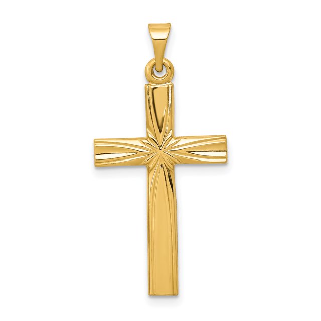 Pendentif Croix Latine Polie en Or Jaune 14K