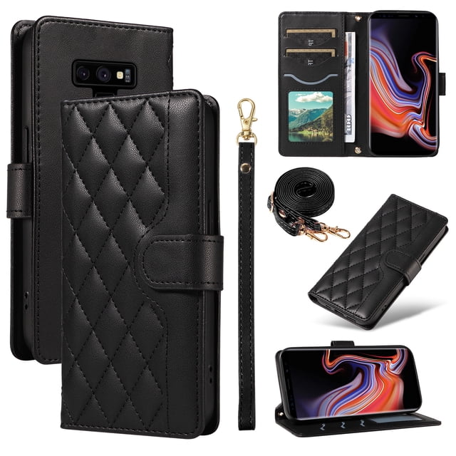 Samsung Galaxy Note 9 Phone Case , Wallet Flip Cover Adjustable Crossbody Lanyard Magnetic Card Slots