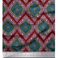 thumbnail image 1 of Soimoi Red Modal Satin Fabric Seamless Damask Printed Fabric 1 Yard 42 Inch Wide, 1 of 3