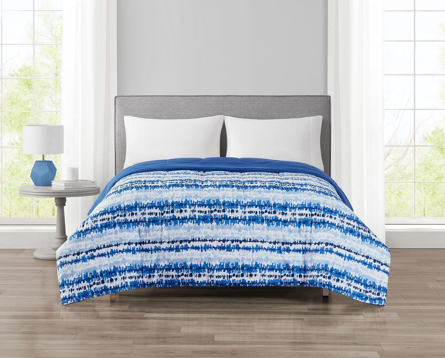 Mainstays Mina Blue Stripe Comforter Twin