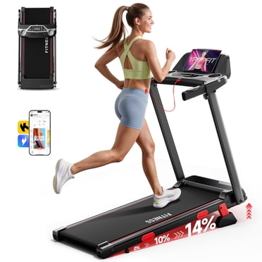 RHYTHM FUN Tapis Roulant avec Inclinaison de 14 % pour la Maison, Tapis Roulant Portable avec Vitesse Réglable de 7,5 Mi/h, Capacité de 350 Lb, Contrôle par Application
