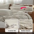 thumbnail image 4 of Simple&Opulence 100% Washed Linen Duvet Cover with Embroidered,Queen Size(88""x 92""),3 Pieces Soft Farmhouse Comforter Set with Button Closure,1 Duvet Cover and 2 Pillowshams(Queen,Natural Linen), 4 of 5