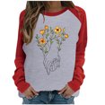 thumbnail image 1 of CEHVOM Saint-Valentin'S Day Print pour Femmes Casual Col Rond Pull à Manches Longues Tops Chemise Blouse, 1 of 3
