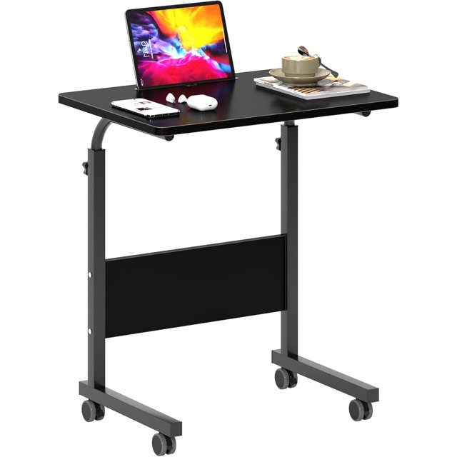 Table d'Appoint Salon Pouces Bureau pour Ordinateur Portable Support de Travail Réglable Table d'Appoint Mobile avec Station de Recharge Multifonctionnelle et Crochet Poste de Travail Portable Table à Collation Petite pour Étudiant
