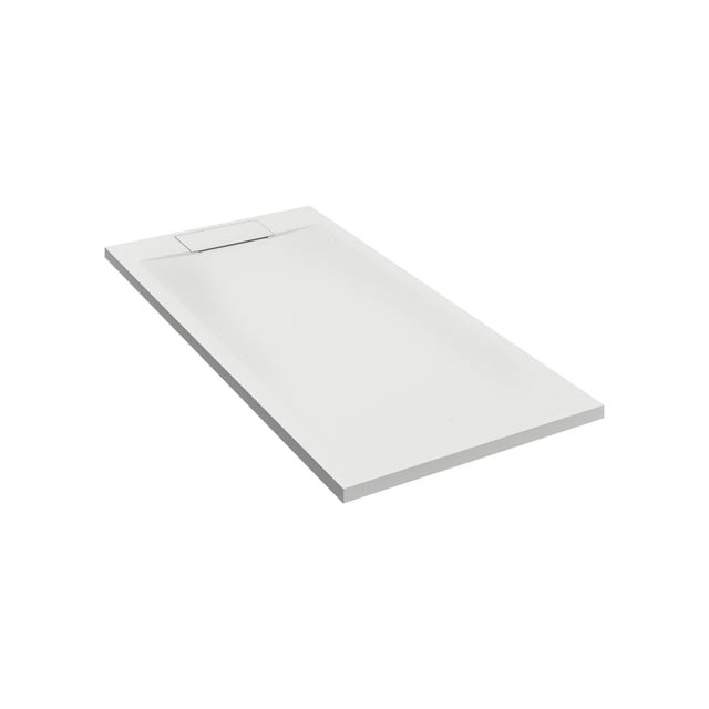Emberveil White SMC Shower Base 30" x 60" – Low Profile Anti-Slip Stone Texture with Side Drain