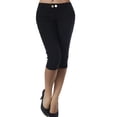 thumbnail image 1 of CEHVOM Mode Femmes Grande Taille Uni Bouton Fermeture Éclair Pantalon Décontracté Mi-Mollet, 1 of 5