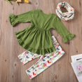 thumbnail image 3 of Bébé bébé Filles Vêtements Tenues Automne Printemps Manches Longues Volants Tops Robe + Pantalon Floral 3pcs Ensemble 2-3 Ans, 3 of 6