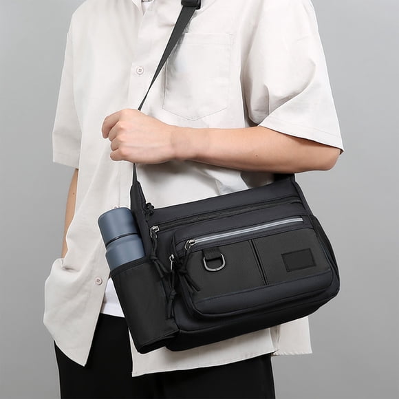 Men Casual Crossbody Bag Large Capacity Multi-Functional Water Bottle Holders Stylish Commuters Shoulder Bag For Work Travel Everyday Use