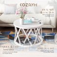 thumbnail image 2 of COZAYH Table Basse Ronde Rustique de Style Ferme, Pattes à Motifs en X et Dessus Texturé en Bois, 2 of 12