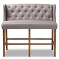 thumbnail image 2 of Bowery Hill Grey Upholstered Walnut Finished Bar Stool Bench, 2 of 10