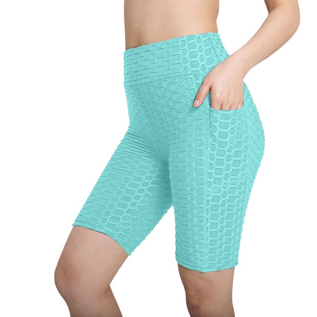 KIHOUT Women's High Waist Workout Shorts Butt Lifting Tummy Control Ruched Booty Running Yoga Shorts with Pockets