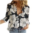 thumbnail image 3 of Pompotops Femmes Mode Imprimé Décontracté Manches Longues T-shirt Blouse en Lin Hauts Liquidation, 3 of 4