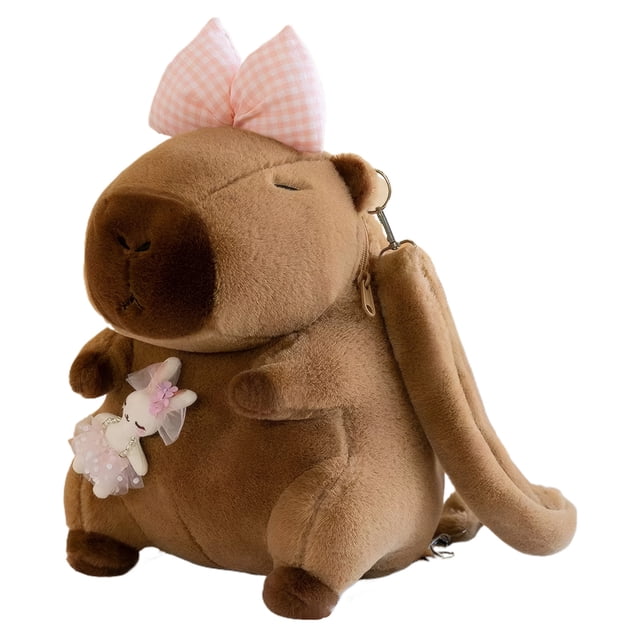 crativent Sac à Dos en Polyester pour Peluche, Animal en Peluche, Sac Capybara, Enfants Garçons Filles, Bandoulière Ajustable type+1 30cm