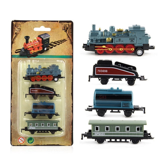 ToyKingdee Jouets de Train Petit Alliage Rétro Simulation Train à Vapeur à Rétrofriction Modèle de Locomotive Moulée sous Pression Cadeau de Fête d'Anniversaire Classe École Récompense Cadeaux