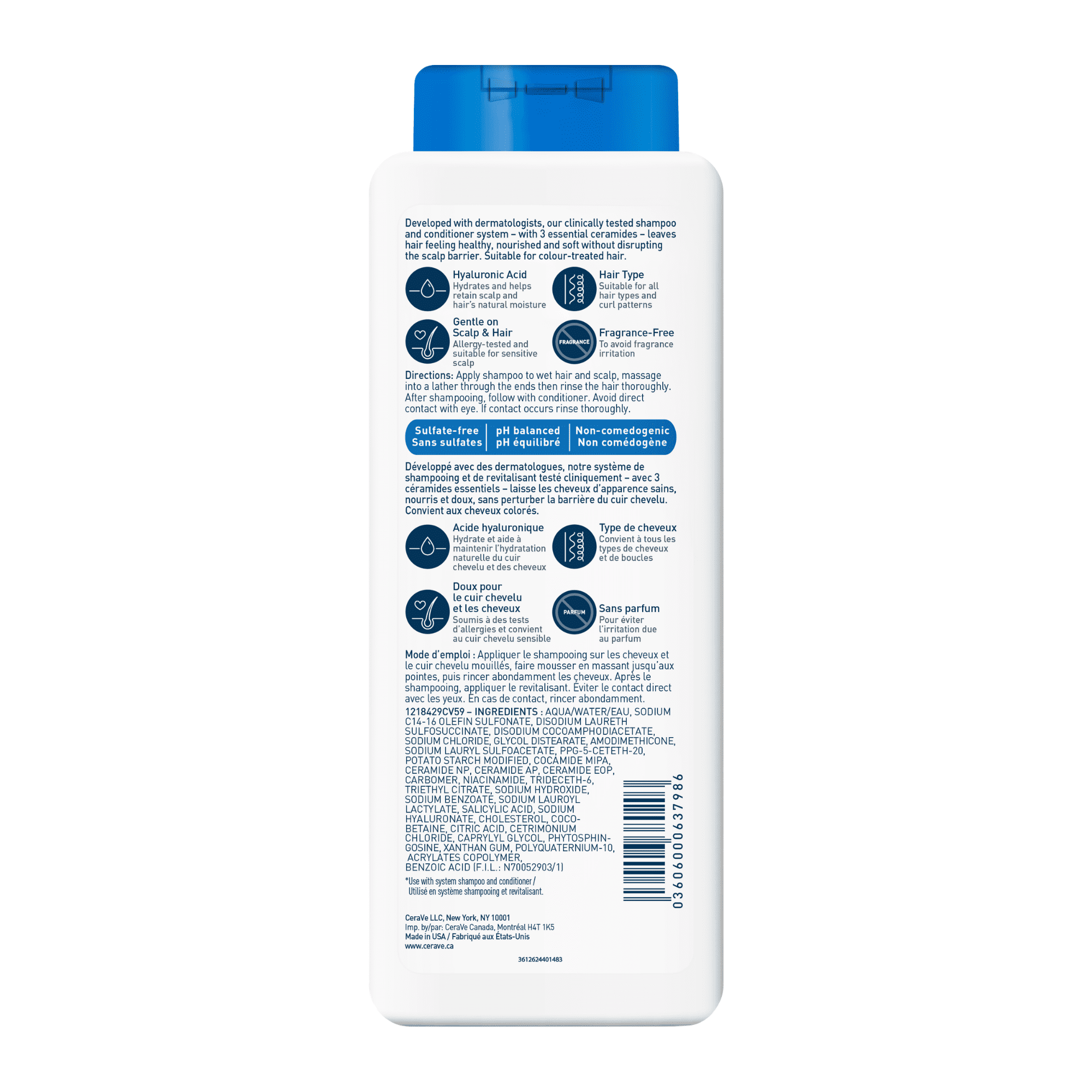 CeraVe Shampooing Hydratant Doux, Shampooing Sans Sulfates avec des Céramides et de la Niacinamide