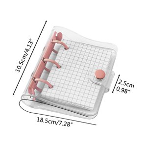 Mini Transparent 3Ring Couvertures de binder avec la page interne de grille et les poches de butter Mini Libellé du carnet de notes de feuille libre PVC Couverture de binder avec bouton Snap