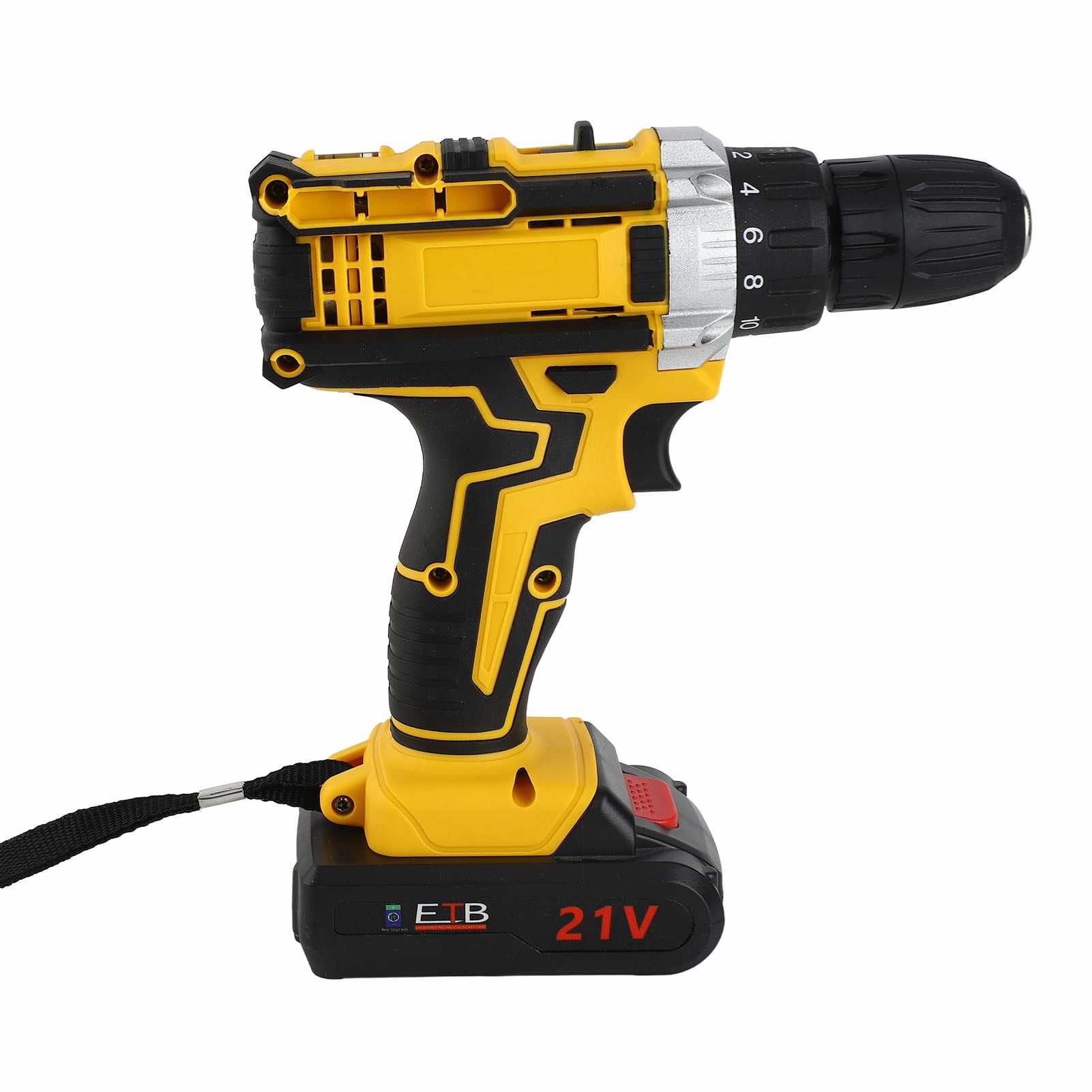 Household 21V Cordless Electric Drill Brushed Motor 2 Speeds Adjustment 18 Gears of Torsion Adjustable Holes Drilling Machine