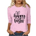thumbnail image 1 of Dvkptbk Chemises pour Femmes Habillées Décontractées 2024 Joyeuses Pâques Hauts Graphiques Mode Décontractée Col Rond Manches Trois-Quarts T-Shirt Haut, 1 of 3
