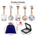 thumbnail image 2 of SNNROO 5Pcs Belly Button Ring 14G Banana Barbell Navel Rings Piercing Jewelry Silver, 2 of 7