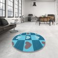 thumbnail image 4 of Ahgly Company Tapis d'Intérieur Lavables en Machine Rectangle Transitionnel Bleu Turquoise Clair, 3' x 5', 4 of 7