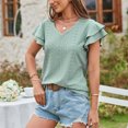 thumbnail image 4 of Birdeem Mode Femmes Été Col en V Uni Manches Courtes Aguichant Haut Blouse, 4 of 9