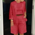 thumbnail image 2 of Mikilon Ensemble Élégant pour Femmes 2 Pcs Couleur Unie Coton Lin Ensemble Décontracté Haut à Manches Longues Chemise + Short Rouge G, 2 of 6