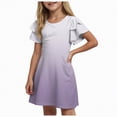 thumbnail image 1 of Gubotare Robe Ado Filles Robe Fille Ado Froncée à Étages à Volants Évasée Fluide à Bretelles Été Robes Préado Taille 13-14 (Violet Pâle,13-14 Ans), 1 of 9