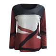 thumbnail image 4 of RXIRUCGD Tendance Décontracté Hauts à Manches Longues pour Femmes Articles en Liquidation Mode pour Femmes Décontracté Col Rond Couture Couleur Contrastante T-shirt à Manches Longues Blouse Hauts pour Femmes, 4 of 5
