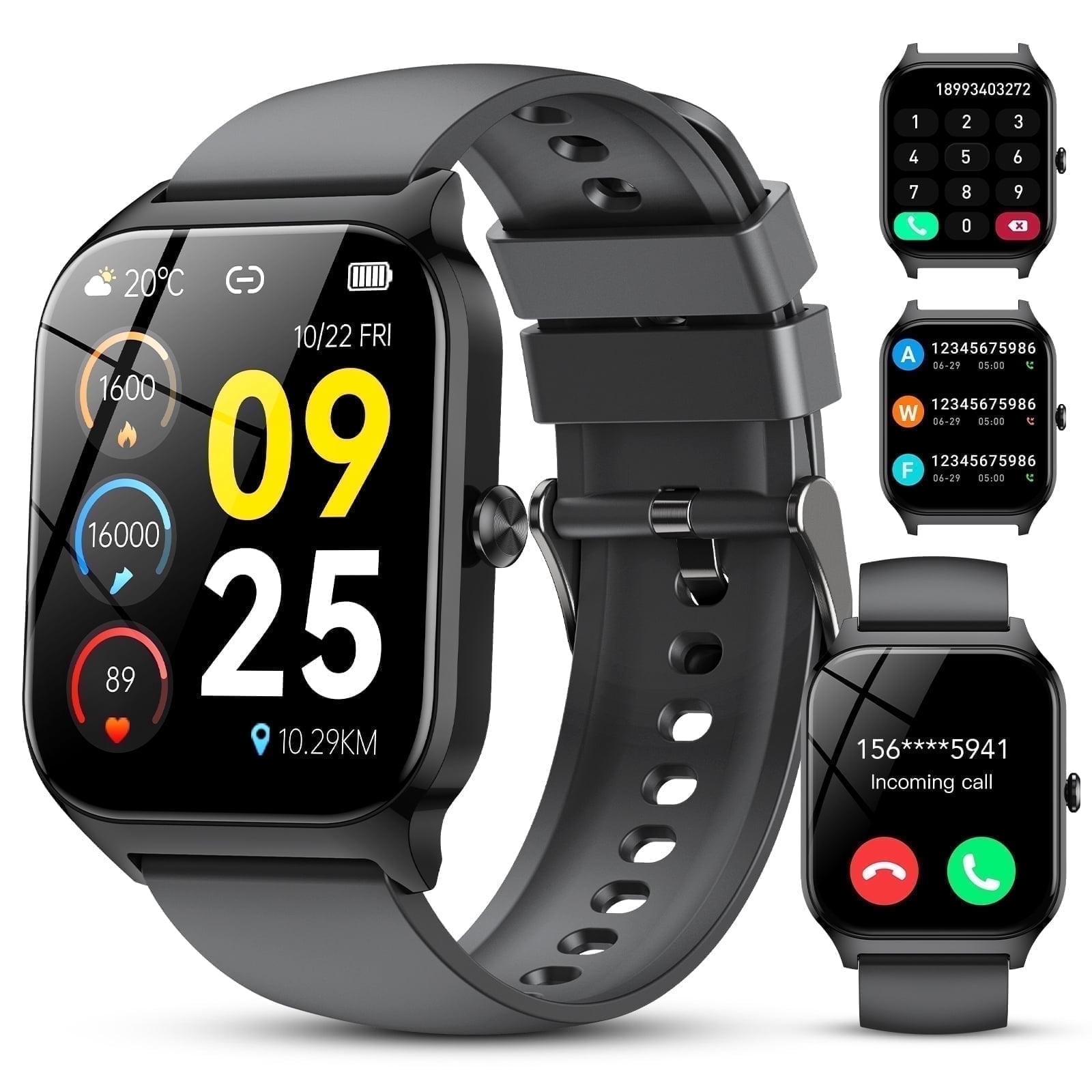 Refurbished IKT P125(ISED: 29360-P45) Smart Watch Fits for Android and IPhone, 1.85 inch Fitness Tracker, Men Women's Smartwatch