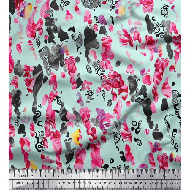 Soimoi Velvet Fabric Animal Skin Texture Print Sewing Fabric Yard 58 Inch Wide