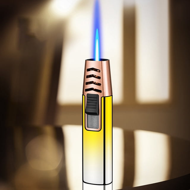 My Orders Windproof Straight Torch Blue Flame Lighter Butane Torch Turbine Torcher Inflatable Gas Windproof Lighter Refillable Butane Lighter for Outdoor Bbq Baking