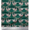 thumbnail image 1 of Soimoi Crepe Silk Fabric Feather,Branch & Sloth Cartoon Printed Craft Fabric by The Yard 42 Inch Wide, 1 of 3