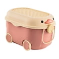 thumbnail image 2 of veasfak Cartoon Duck Shape Toy Storage Box with Wheels Storage Bin Portable Baby Clothes Red Middle, 2 of 9