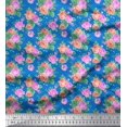 thumbnail image 1 of Soimoi Coton Tissu Cambier Point, Feuilles et Rose Imprimé Floral 1 Yard 42 Inch Wide, 1 of 3