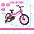 thumbnail image 3 of Costway Vélo pour Enfants de 16 Pouces avec Éclairage DEL, Siège Ajustable, Frein à Rétropédalage, Roues Stabilisatrices, Rose, Breveté, 3 of 10