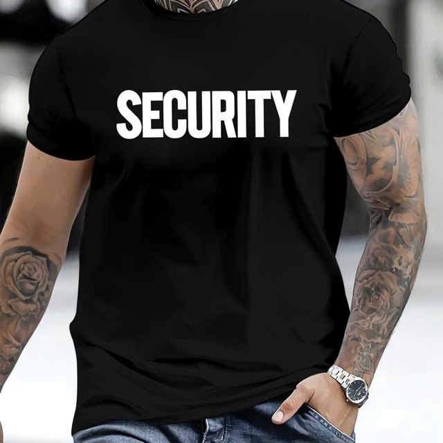 MBDMBD T-Shirt Décontracté à Col Rond pour Homme avec Imprimé de Sécurité Audacieux, Polyester, T-Shirt à Manches Courtes Confortable et Polyvalent pour l'Été, T-Shirt de Tous les Jours à Épaules Sécurisées, Texture Lisse, Chandail