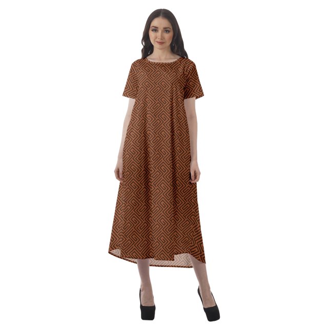 Moomaya Robes d'Été Imprimées pour Femmes à Manches Courtes en Coton Flex Robe de Soirée