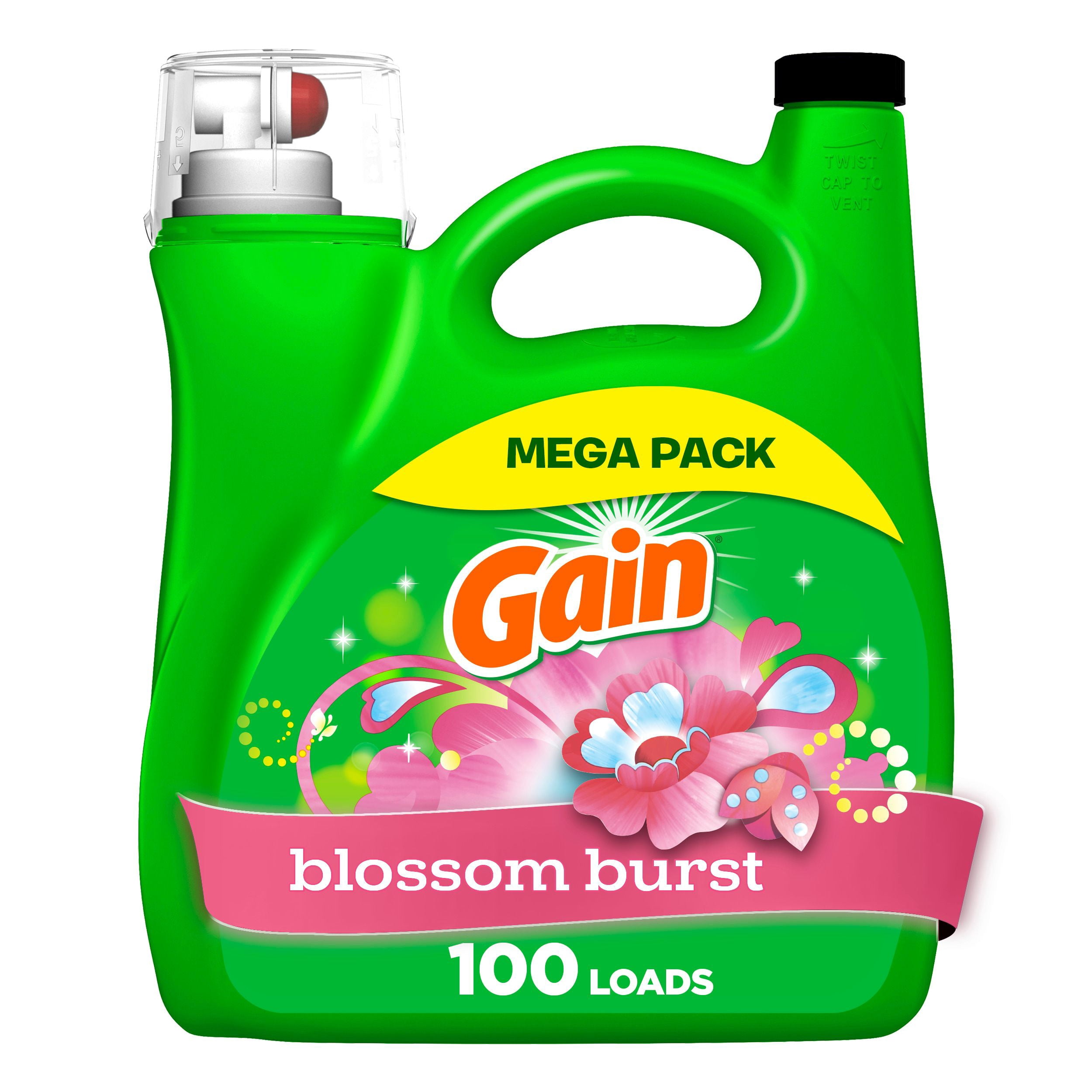 Gain Liquid Laundry Detergent, Blossom Burst Scent, Freshness + Odour Fighting, Laundry Detergent Liquid Soap, HE compatible, 4.25 Litres, 100 Wash Loads